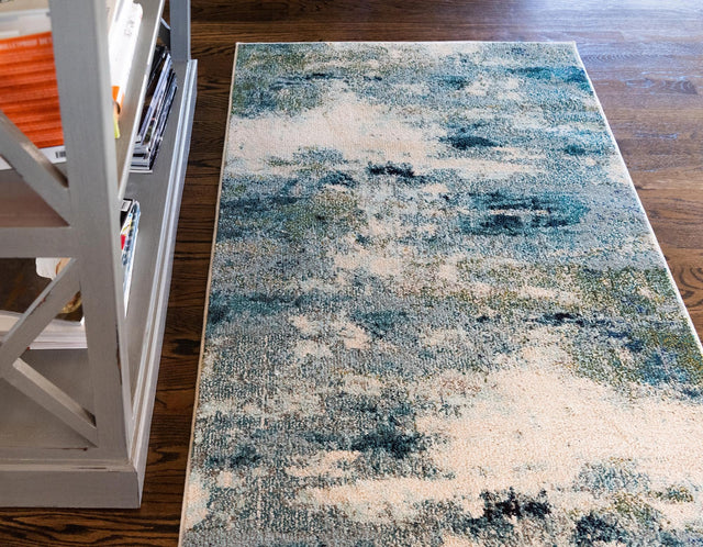 Light Blue 9' x 12' 2 Chromatic Rectangle Area Rug 100% Polypropylene With Cotton Backing Abstract Modern Colorful Carpet Mat for Home Decor & Interior Design for Sale at Rug Engine