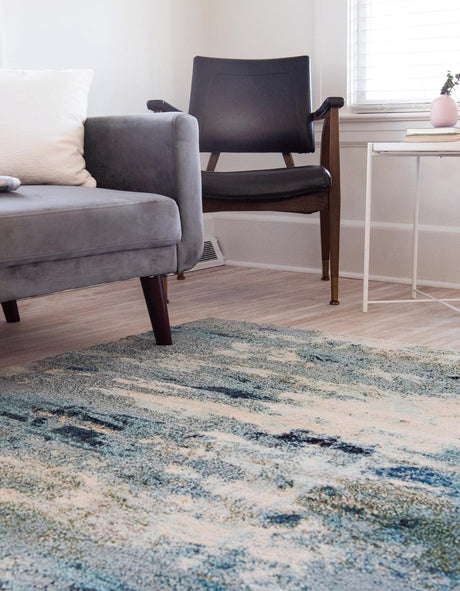 Light Blue 5' 1 x 8' Chromatic Rectangle Area Rug 100% Polypropylene With Cotton Backing Abstract Modern Colorful Carpet Mat for Home Decor & Interior Design for Sale at Rug Engine