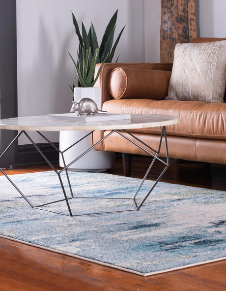 Light Blue 6' 1 x 9' Chromatic Rectangle Area Rug 100% Polypropylene With Cotton Backing Abstract Modern Colorful Carpet Mat for Home Decor & Interior Design for Sale at Rug Engine