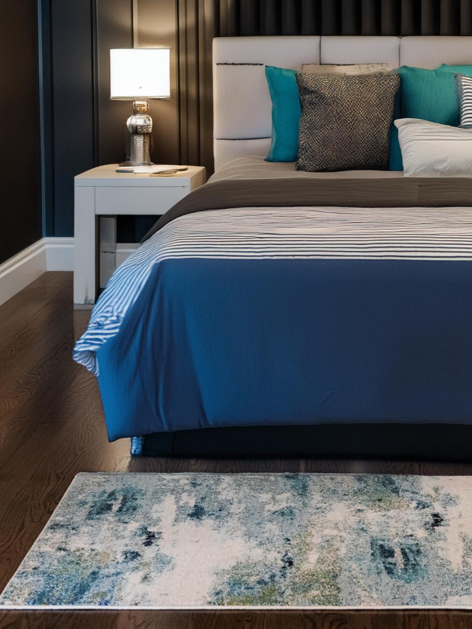 Light Blue 9' x 12' 2 Chromatic Rectangle Area Rug 100% Polypropylene With Cotton Backing Abstract Modern Colorful Carpet Mat for Home Decor & Interior Design for Sale at Rug Engine