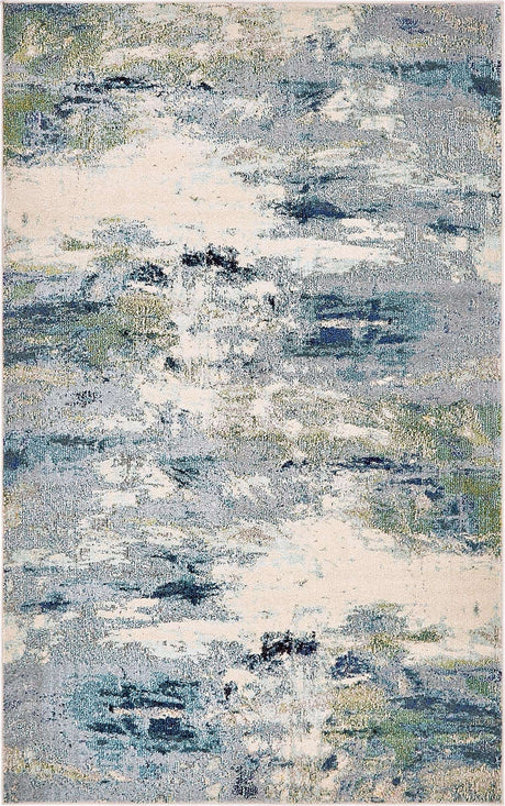 Light Blue 5' 1 x 8' Chromatic Rectangle Area Rug 100% Polypropylene With Cotton Backing Abstract Modern Colorful Carpet Mat for Home Decor & Interior Design for Sale at Rug Engine