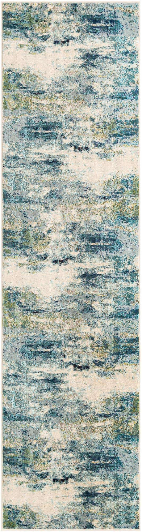 Light Blue 2' 7 x 10' Chromatic Runner Area Rug 100% Polypropylene With Cotton Backing Abstract Modern Colorful Carpet Mat for Home Decor & Interior Design for Sale at Rug Engine