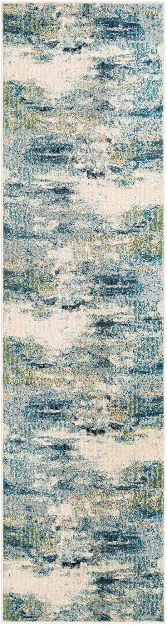 Light Blue 2' 7 x 10' Chromatic Runner Area Rug 100% Polypropylene With Cotton Backing Abstract Modern Colorful Carpet Mat for Home Decor & Interior Design for Sale at Rug Engine