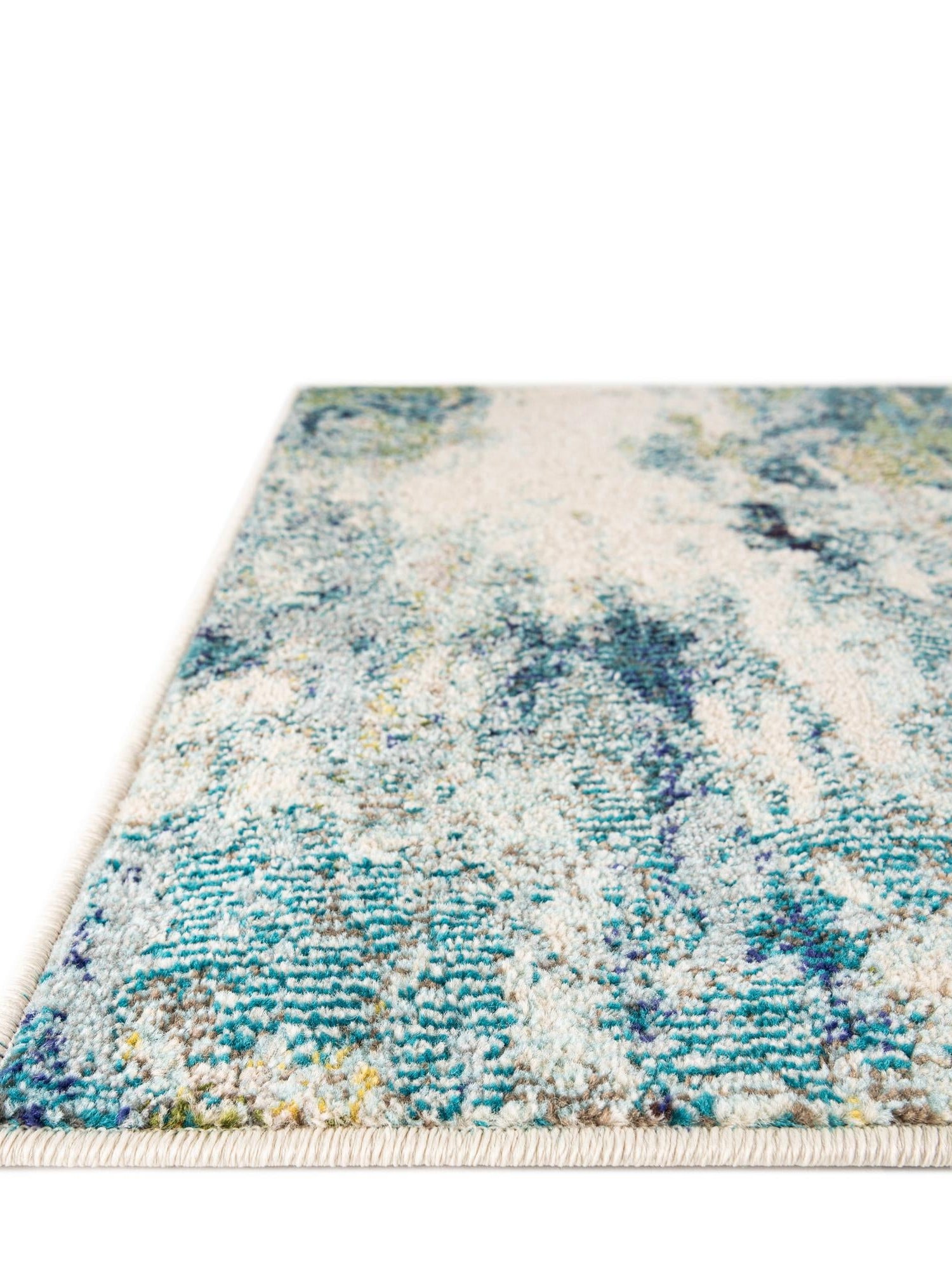 Light Blue 2' 2 x 6' 9 Chromatic Runner Area Rug 100% Polypropylene With Cotton Backing Abstract Modern Colorful Carpet Mat for Home Decor & Interior Design for Sale at Rug Engine