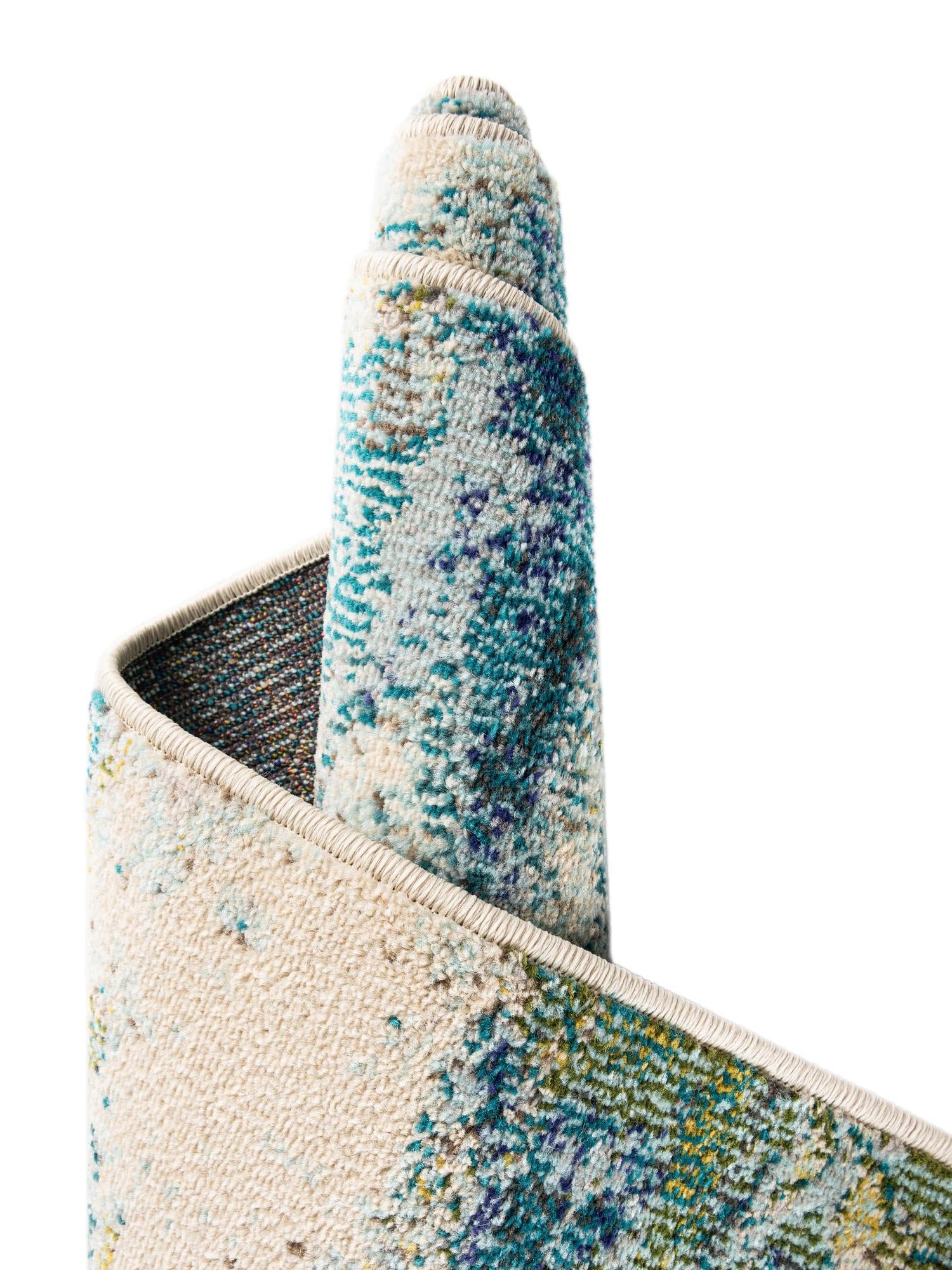 Light Blue 2' x 8' Chromatic Runner Area Rug 100% Polypropylene With Cotton Backing Abstract Modern Colorful Carpet Mat for Home Decor & Interior Design for Sale at Rug Engine