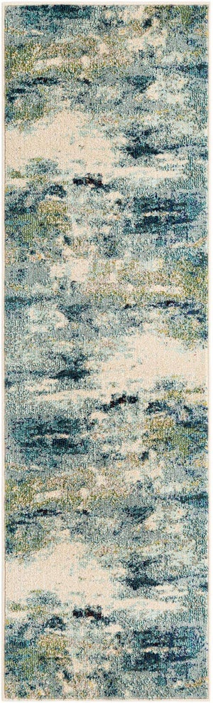 Light Blue 2' 2 x 6' 9 Chromatic Runner Area Rug 100% Polypropylene With Cotton Backing Abstract Modern Colorful Carpet Mat for Home Decor & Interior Design for Sale at Rug Engine