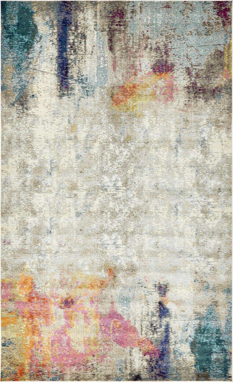 Beige 10' 6 x 16' 5 Chromatic Rectangle Area Rug 100% Polypropylene With Cotton Backing Abstract Modern Colorful Carpet Mat for Home Decor & Interior Design for Sale at Rug Engine
