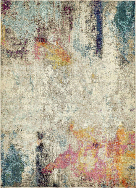 Beige 9' x 12' 2 Chromatic Rectangle Area Rug 100% Polypropylene With Cotton Backing Abstract Modern Colorful Carpet Mat for Home Decor & Interior Design for Sale at Rug Engine