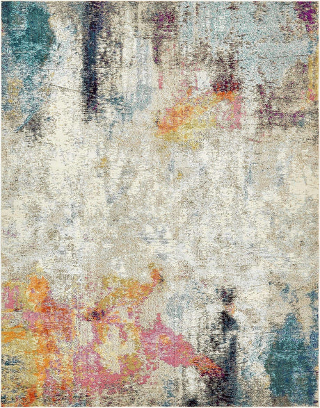 Beige 8' x 10' Chromatic Rectangle Area Rug 100% Polypropylene With Cotton Backing Abstract Modern Colorful Carpet Mat for Home Decor & Interior Design for Sale at Rug Engine