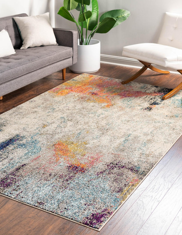 Beige 10' 6 x 16' 5 Chromatic Rectangle Area Rug 100% Polypropylene With Cotton Backing Abstract Modern Colorful Carpet Mat for Home Decor & Interior Design for Sale at Rug Engine