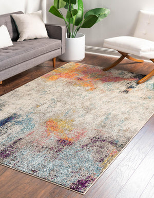 Beige 6' 1 x 9' Chromatic Rectangle Area Rug 100% Polypropylene With Cotton Backing Abstract Modern Colorful Carpet Mat for Home Decor & Interior Design for Sale at Rug Engine