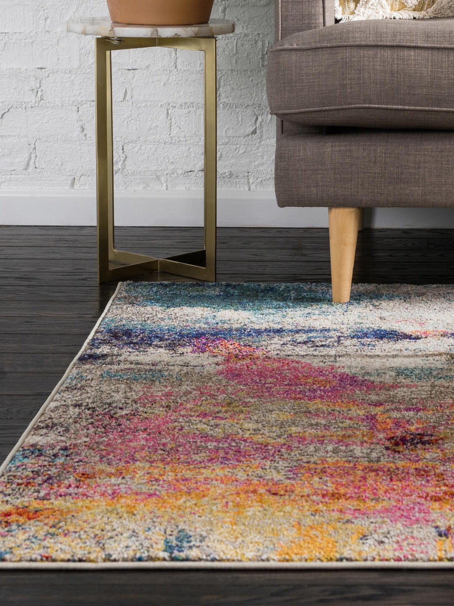 Beige 10' 6 x 16' 5 Chromatic Rectangle Area Rug 100% Polypropylene With Cotton Backing Abstract Modern Colorful Carpet Mat for Home Decor & Interior Design for Sale at Rug Engine