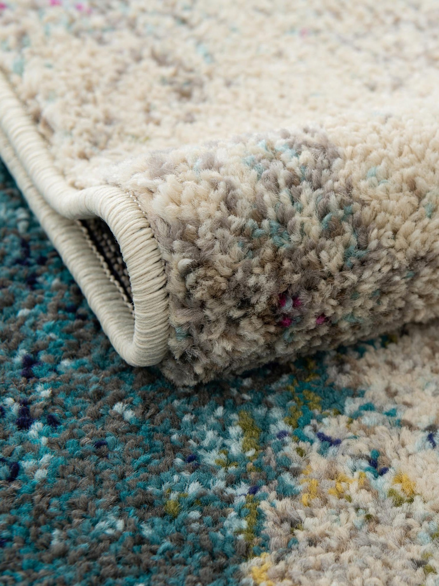 Beige 7' 1 x 10' Chromatic Rectangle Area Rug 100% Polypropylene With Cotton Backing Abstract Modern Colorful Carpet Mat for Home Decor & Interior Design for Sale at Rug Engine