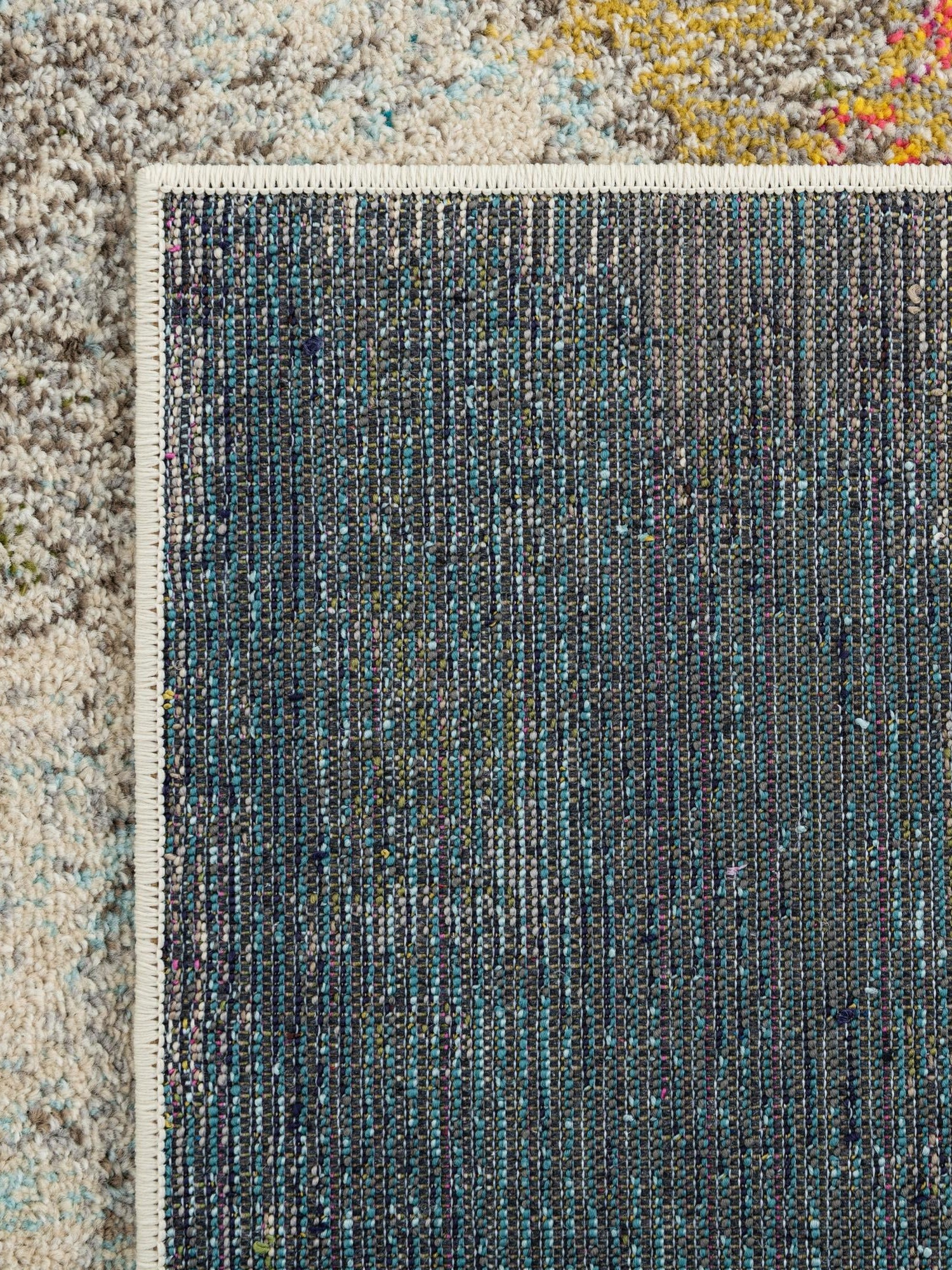 Beige 7' 1 x 10' Chromatic Rectangle Area Rug 100% Polypropylene With Cotton Backing Abstract Modern Colorful Carpet Mat for Home Decor & Interior Design for Sale at Rug Engine