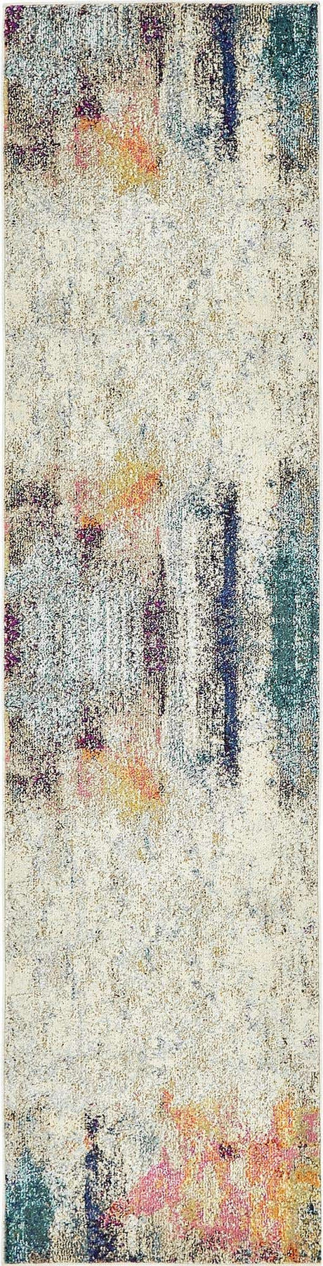 Beige 2' 7 x 10' Chromatic Runner Area Rug 100% Polypropylene With Cotton Backing Abstract Modern Colorful Carpet Mat for Home Decor & Interior Design for Sale at Rug Engine