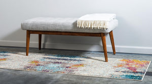 Beige 2' 2 x 6' 9 Chromatic Runner Area Rug 100% Polypropylene With Cotton Backing Abstract Modern Colorful Carpet Mat for Home Decor & Interior Design for Sale at Rug Engine