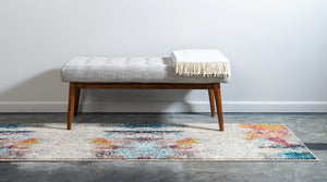 Beige 2' 2 x 6' 9 Chromatic Runner Area Rug 100% Polypropylene With Cotton Backing Abstract Modern Colorful Carpet Mat for Home Decor & Interior Design for Sale at Rug Engine