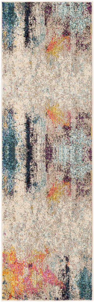 Beige 2' 2 x 6' 9 Chromatic Runner Area Rug 100% Polypropylene With Cotton Backing Abstract Modern Colorful Carpet Mat for Home Decor & Interior Design for Sale at Rug Engine