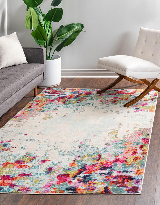 Multicolor 7' 1 x 10' Chromatic Rectangle Area Rug 100% Polypropylene With Cotton Backing Abstract Modern Colorful Carpet Mat for Home Decor & Interior Design for Sale at Rug Engine