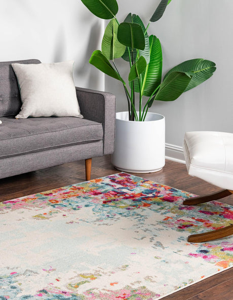 Multicolor 7' 1 x 10' Chromatic Rectangle Area Rug 100% Polypropylene With Cotton Backing Abstract Modern Colorful Carpet Mat for Home Decor & Interior Design for Sale at Rug Engine