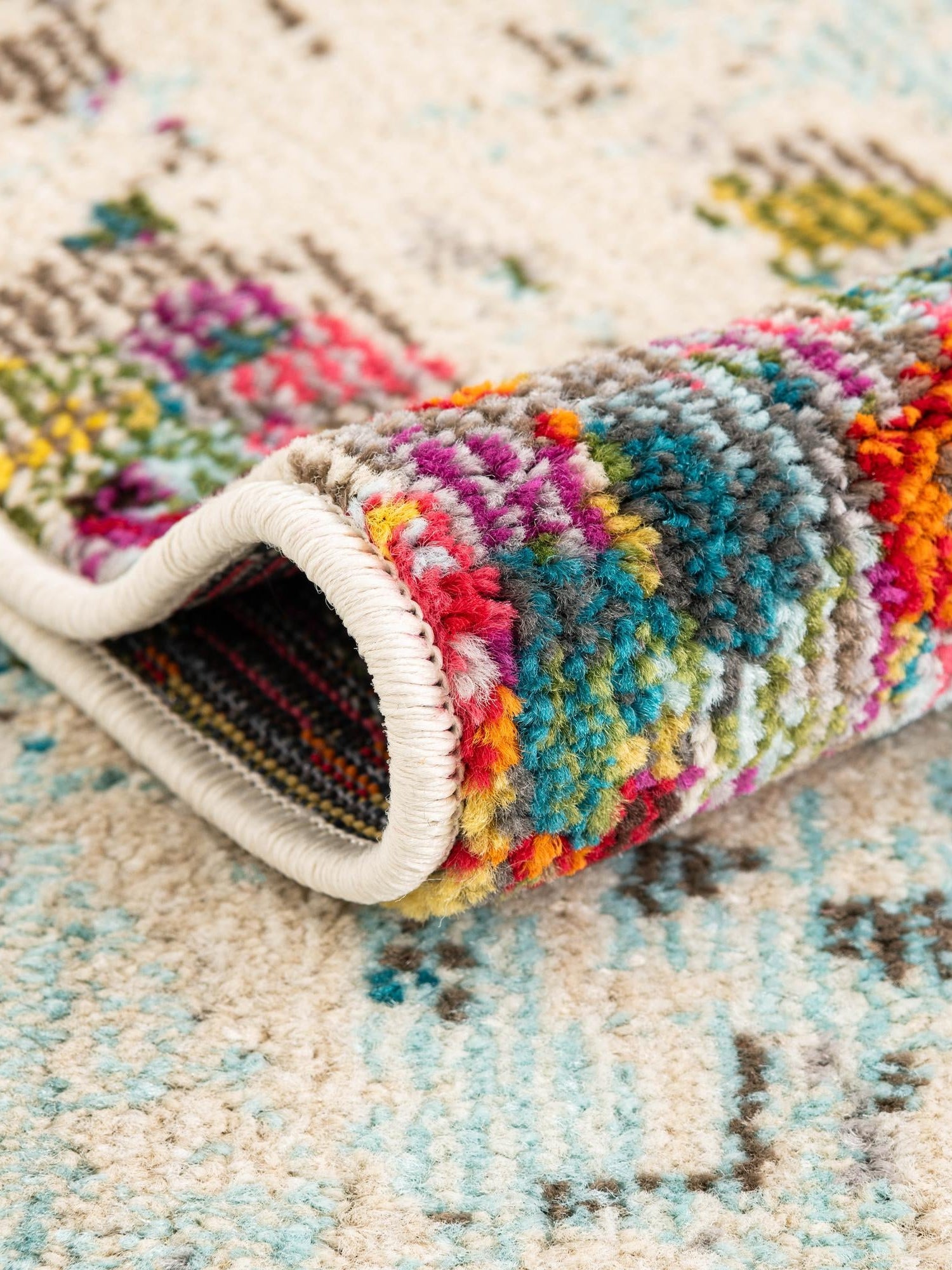 Multicolor 5' 1 x 8' Chromatic Rectangle Area Rug 100% Polypropylene With Cotton Backing Abstract Modern Colorful Carpet Mat for Home Decor & Interior Design for Sale at Rug Engine