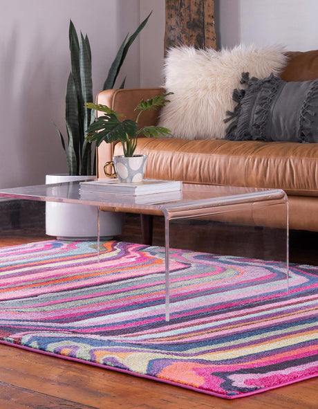 Multicolor 3' 11 x 6' Chromatic Rectangle Area Rug 100% Polypropylene With Cotton Backing Abstract Modern Colorful Carpet Mat for Home Decor & Interior Design for Sale at Rug Engine