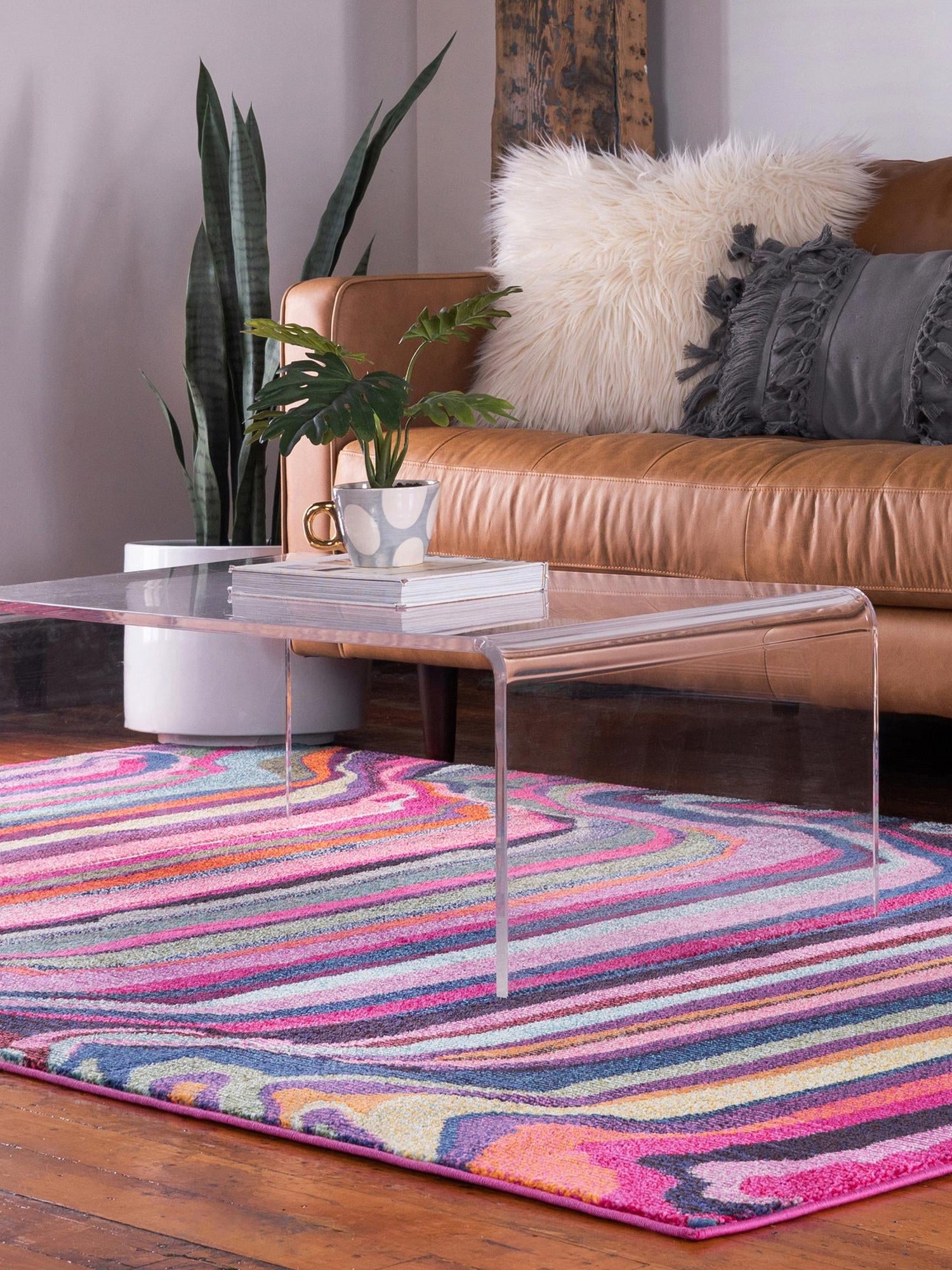 Multicolor 8' x 10' Chromatic Rectangle Area Rug 100% Polypropylene With Cotton Backing Abstract Modern Colorful Carpet Mat for Home Decor & Interior Design for Sale at Rug Engine