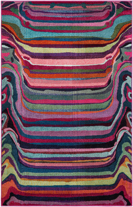 Multicolor 5' 1 x 8' Chromatic Rectangle Area Rug 100% Polypropylene With Cotton Backing Abstract Modern Colorful Carpet Mat for Home Decor & Interior Design for Sale at Rug Engine