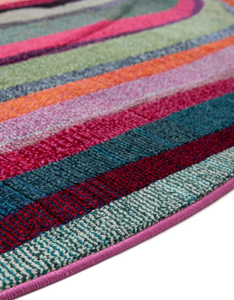 Multicolor 8' x 8' Chromatic Round Area Rug 100% Polypropylene With Cotton Backing Abstract Modern Colorful Carpet Mat for Home Decor & Interior Design for Sale at Rug Engine