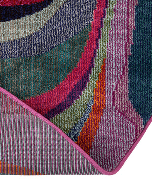 Multicolor 8' x 8' Chromatic Round Area Rug 100% Polypropylene With Cotton Backing Abstract Modern Colorful Carpet Mat for Home Decor & Interior Design for Sale at Rug Engine