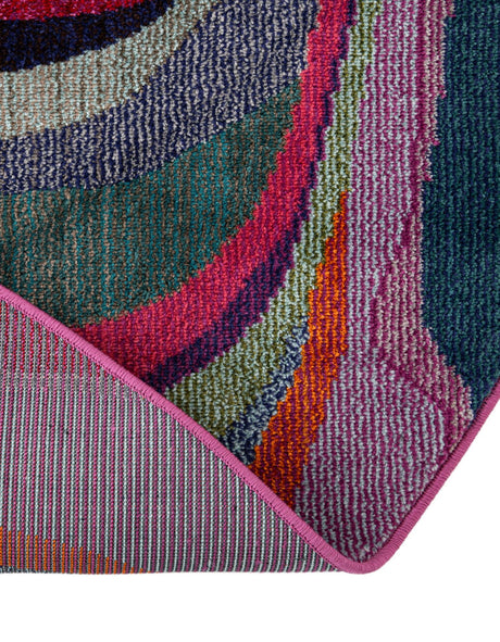 Multicolor 8' x 8' Chromatic Round Area Rug 100% Polypropylene With Cotton Backing Abstract Modern Colorful Carpet Mat for Home Decor & Interior Design for Sale at Rug Engine