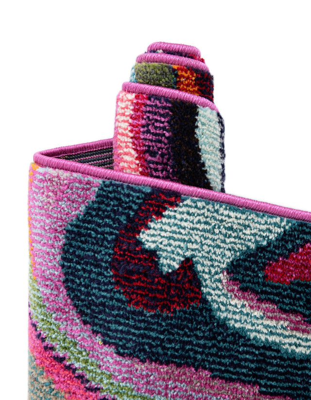 Multicolor 8' x 8' Chromatic Round Area Rug 100% Polypropylene With Cotton Backing Abstract Modern Colorful Carpet Mat for Home Decor & Interior Design for Sale at Rug Engine