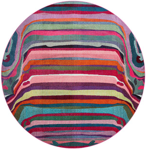 Multicolor 8' x 8' Chromatic Round Area Rug 100% Polypropylene With Cotton Backing Abstract Modern Colorful Carpet Mat for Home Decor & Interior Design for Sale at Rug Engine