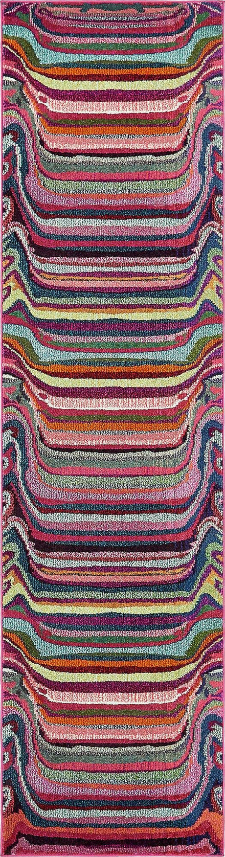 Multicolor 2' 7 x 10' Chromatic Runner Area Rug 100% Polypropylene With Cotton Backing Abstract Modern Colorful Carpet Mat for Home Decor & Interior Design for Sale at Rug Engine