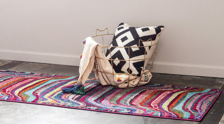 Multicolor 2' 7 x 10' Chromatic Runner Area Rug 100% Polypropylene With Cotton Backing Abstract Modern Colorful Carpet Mat for Home Decor & Interior Design for Sale at Rug Engine