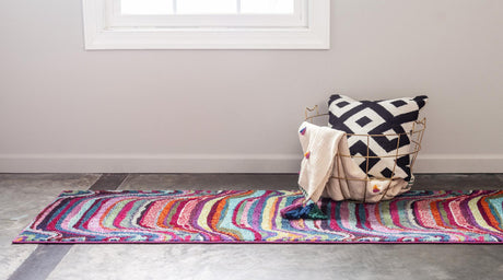 Multicolor 2' 7 x 10' Chromatic Runner Area Rug 100% Polypropylene With Cotton Backing Abstract Modern Colorful Carpet Mat for Home Decor & Interior Design for Sale at Rug Engine