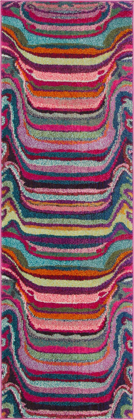 Multicolor 2' 2 x 6' 9 Chromatic Runner Area Rug 100% Polypropylene With Cotton Backing Abstract Modern Colorful Carpet Mat for Home Decor & Interior Design for Sale at Rug Engine