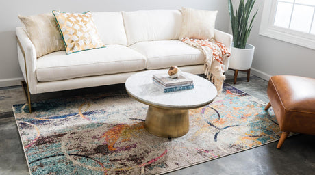 Multicolor 9' x 12' 2 Chromatic Rectangle Area Rug 100% Polypropylene With Cotton Backing Abstract Modern Colorful Carpet Mat for Home Decor & Interior Design for Sale at Rug Engine
