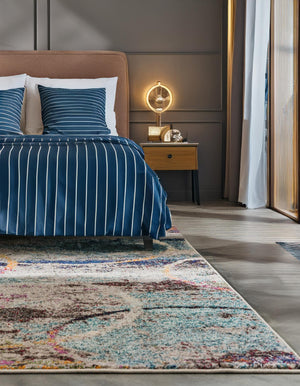 Multicolor 5' 1 x 8' Chromatic Rectangle Area Rug 100% Polypropylene With Cotton Backing Abstract Modern Colorful Carpet Mat for Home Decor & Interior Design for Sale at Rug Engine