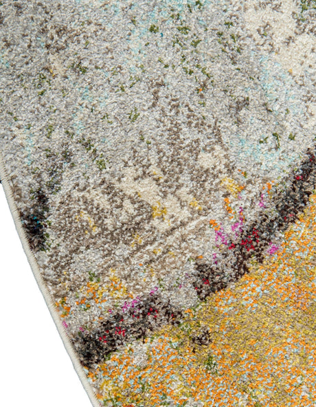 Multicolor 8' x 8' Chromatic Round Area Rug 100% Polypropylene With Cotton Backing Abstract Modern Colorful Carpet Mat for Home Decor & Interior Design for Sale at Rug Engine