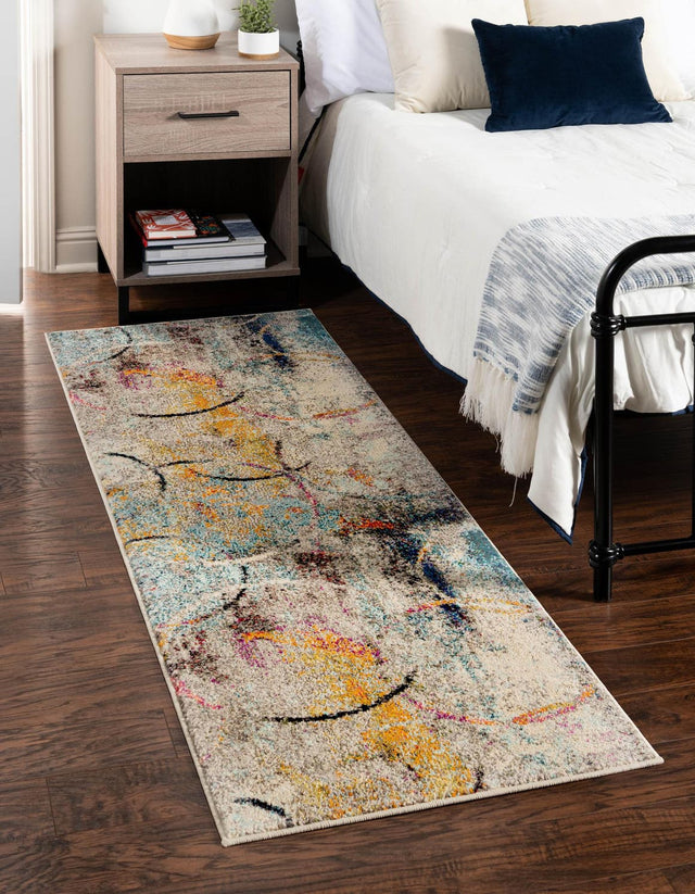 Multicolor 2' 7 x 10' Chromatic Runner Area Rug 100% Polypropylene With Cotton Backing Abstract Modern Colorful Carpet Mat for Home Decor & Interior Design for Sale at Rug Engine