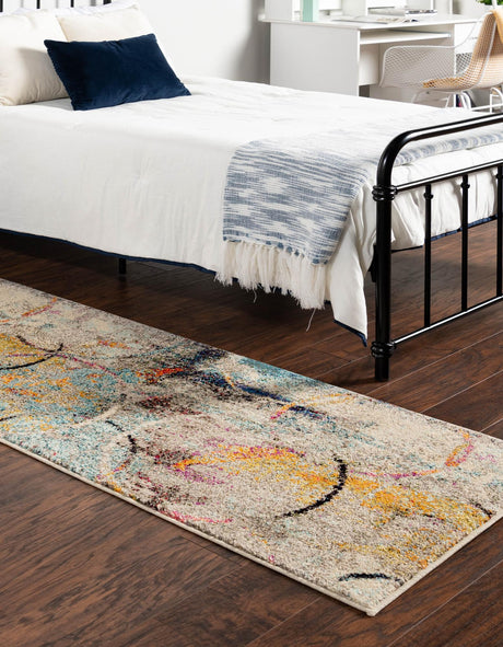 Multicolor 2' 7 x 10' Chromatic Runner Area Rug 100% Polypropylene With Cotton Backing Abstract Modern Colorful Carpet Mat for Home Decor & Interior Design for Sale at Rug Engine
