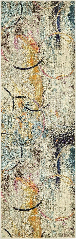 Multicolor 2' x 6' 9 Chromatic Runner Area Rug 100% Polypropylene With Cotton Backing Abstract Modern Colorful Carpet Mat for Home Decor & Interior Design for Sale at Rug Engine