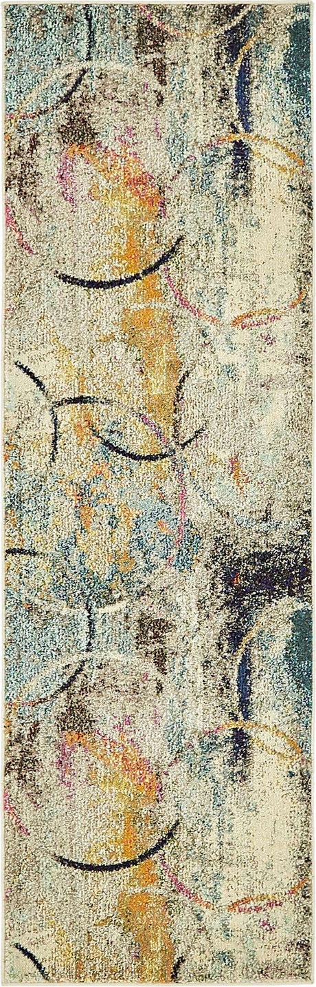 Multicolor 2' x 6' 9 Chromatic Runner Area Rug 100% Polypropylene With Cotton Backing Abstract Modern Colorful Carpet Mat for Home Decor & Interior Design for Sale at Rug Engine