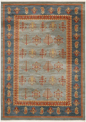 Light Blue 8' x 11' Fars Rectangle Area Rug 100% Polypropylene Unique Traditional Carpet for Classical Living, Dining Room & Office Spaces for Sale at Rug Engine