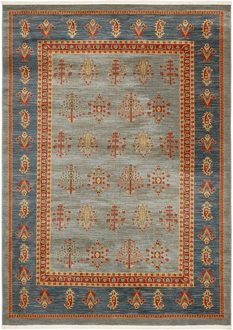 Light Blue 8' x 11' Fars Rectangle Area Rug 100% Polypropylene Unique Traditional Carpet for Classical Living, Dining Room & Office Spaces for Sale at Rug Engine