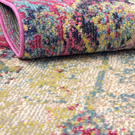 Multicolor 8' x 8' Monterey Round Area Rug 100% Polypropylene Colorful Easy Clean Traditional Carpet for Living Room, Bedrooms, Dining, Kitchen for Sale at Rug Engine