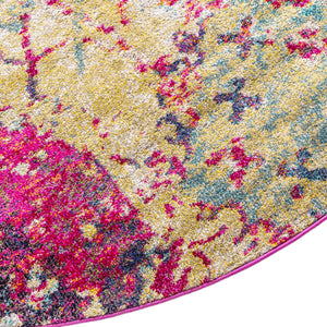 Multicolor 8' x 8' Monterey Round Area Rug 100% Polypropylene Colorful Easy Clean Traditional Carpet for Living Room, Bedrooms, Dining, Kitchen for Sale at Rug Engine