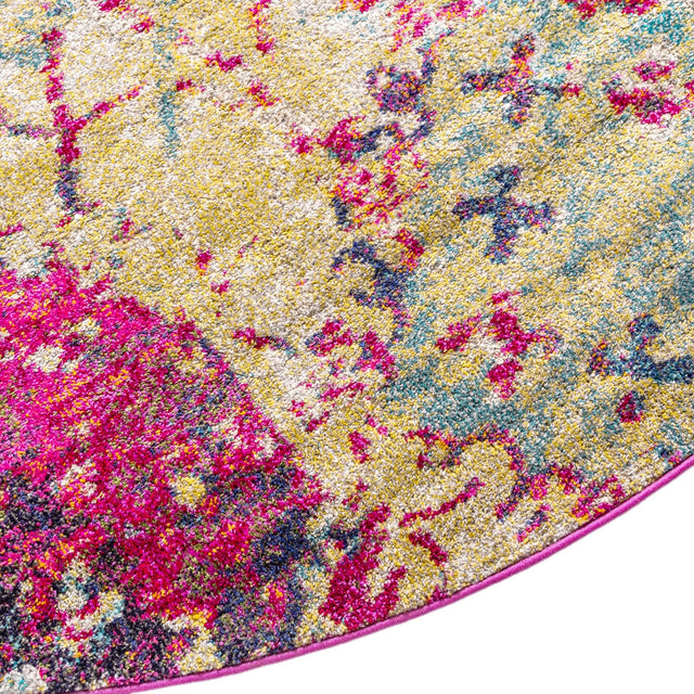 Multicolor 8' x 8' Monterey Round Area Rug 100% Polypropylene Colorful Easy Clean Traditional Carpet for Living Room, Bedrooms, Dining, Kitchen for Sale at Rug Engine