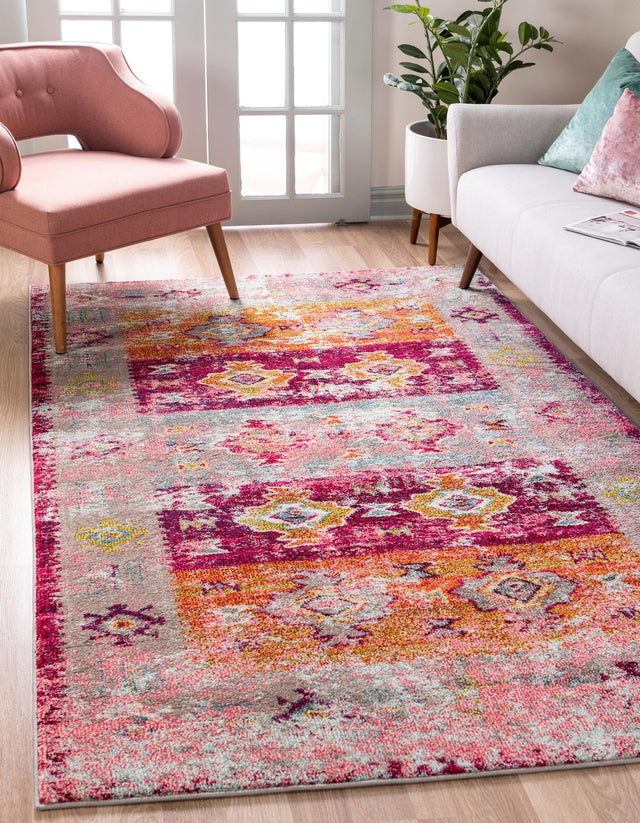 Pink 5' 1 x 8' Monterey Rectangle Area Rug 100% Polypropylene Colorful Easy Clean Traditional Carpet for Living Room, Bedrooms, Dining, Kitchen for Sale at Rug Engine